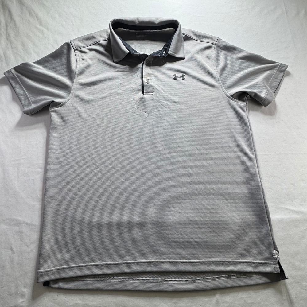 Under Armour Mens XL Gray HeatGear Loose Fit Short Sleeve Golf Polo Shirt
